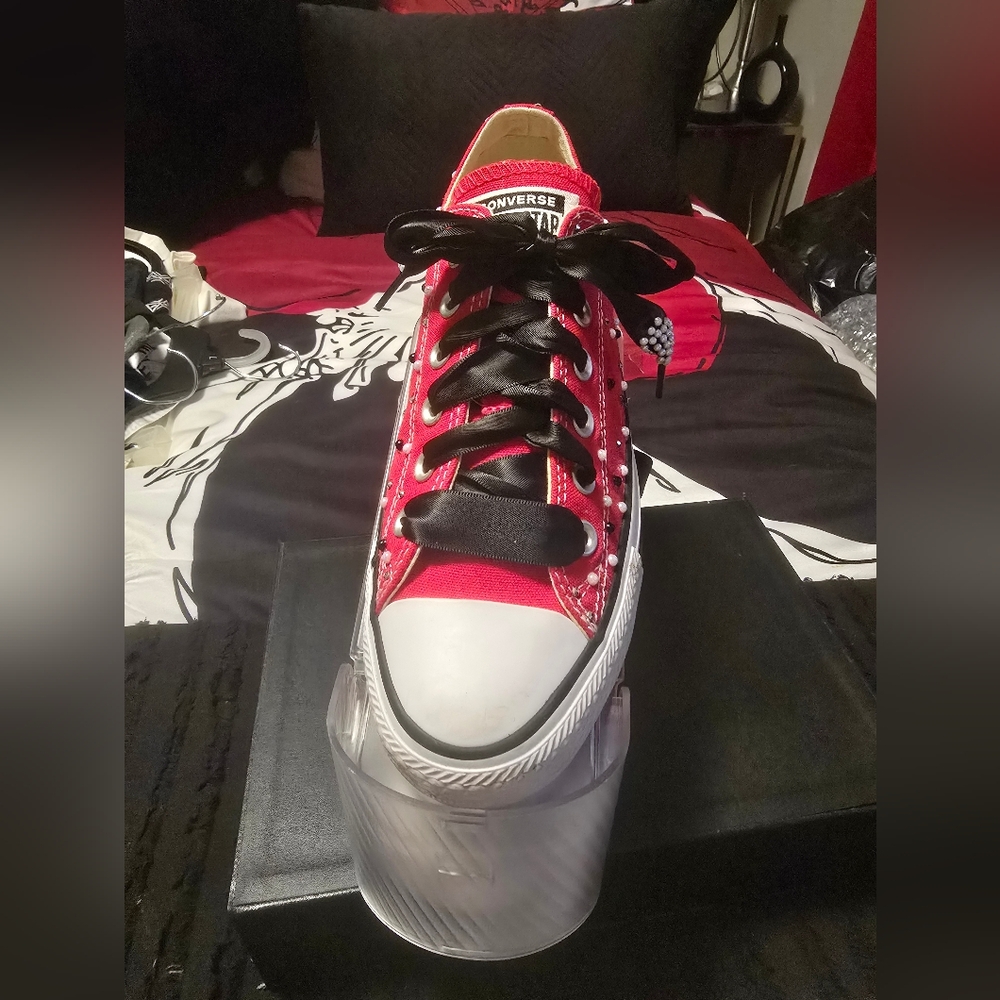 Converse Red and Black Lace-Up Sneakers
